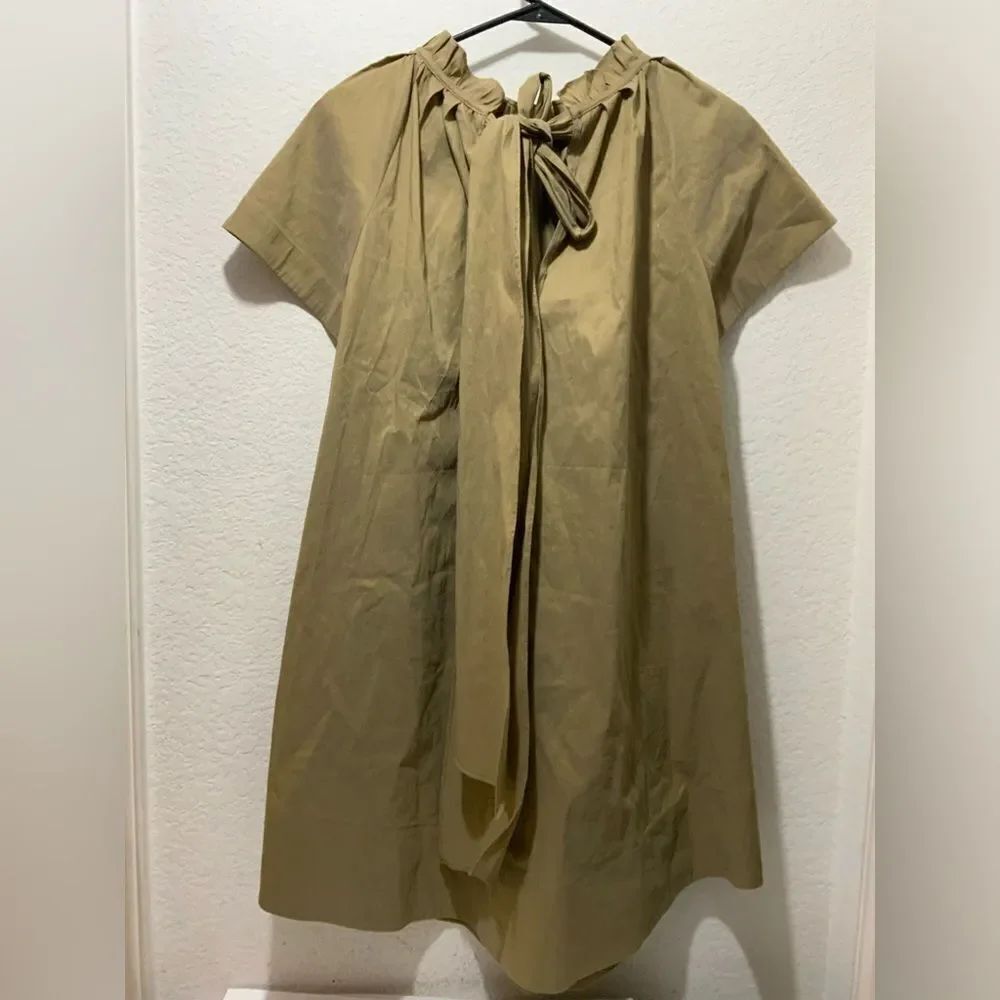 Sea New York  mini dress pleated tie back accent size 6 virgin wool linen nylon